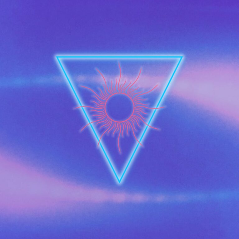 Cancer Sun through the twelve houses — the water elemental triangle and a stylized sun over Cosmic Seed, a digital photo remix by Chris Kaplan